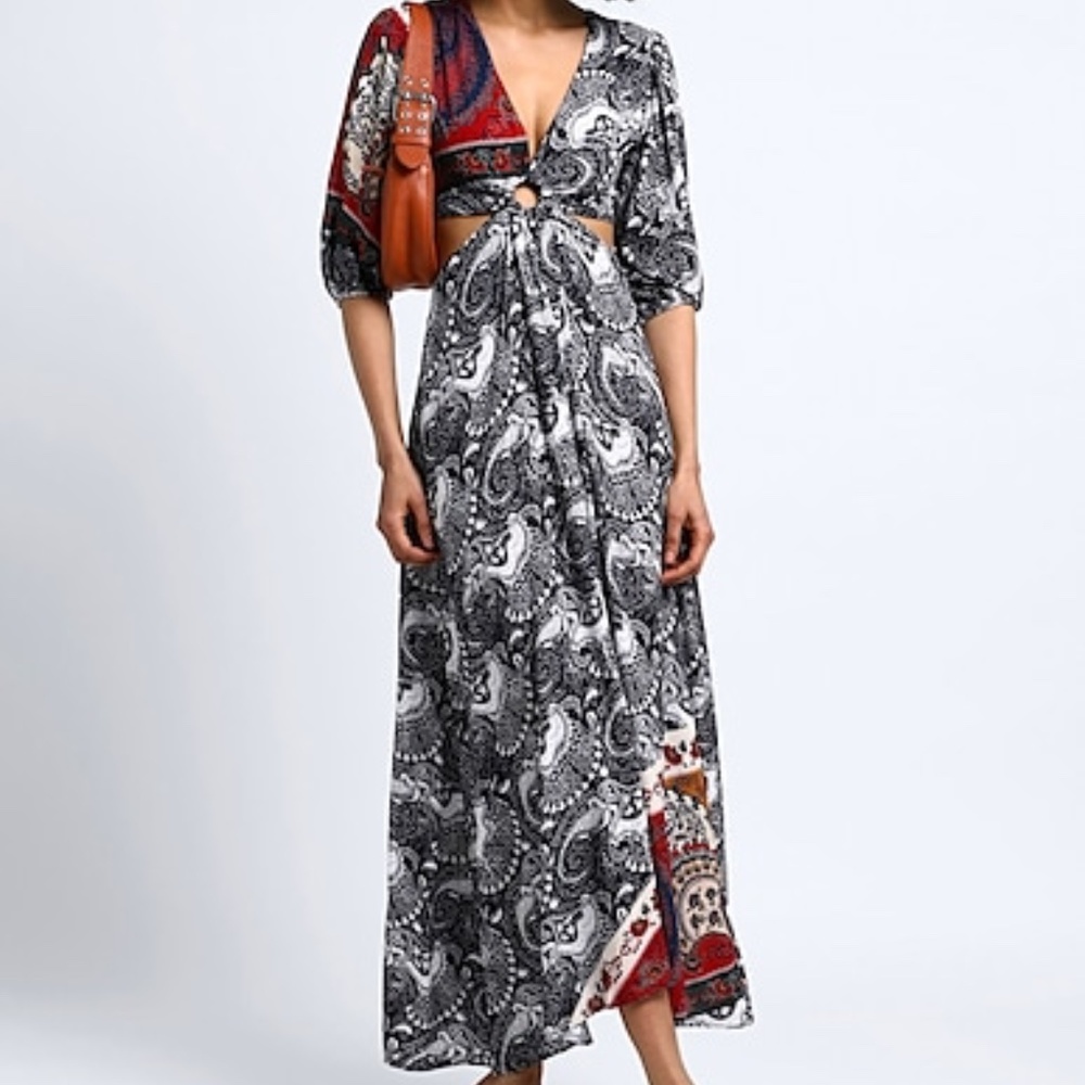 Desigual Long Paisley Cut-Out Dress